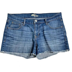 Denim Jean shorts, Size 8, loose fit, raw  edge